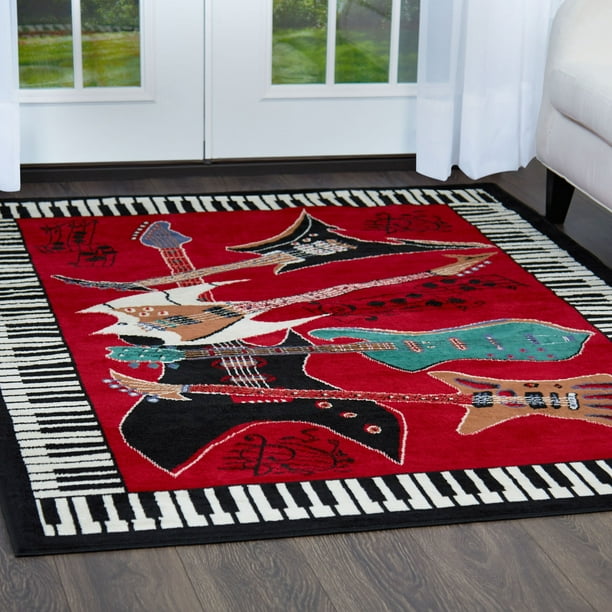 ALAZA Piano Keyboard Music Keys Area Rug Soft Non Slip Floor Mat Washable Carpet for Bedroom Living Room 1 Piece 4x6 Feet